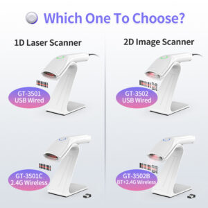 Comparison between 1D Laser Scanner GT-3501 and 2D Image Scanner GT-3502 wired and wireless models