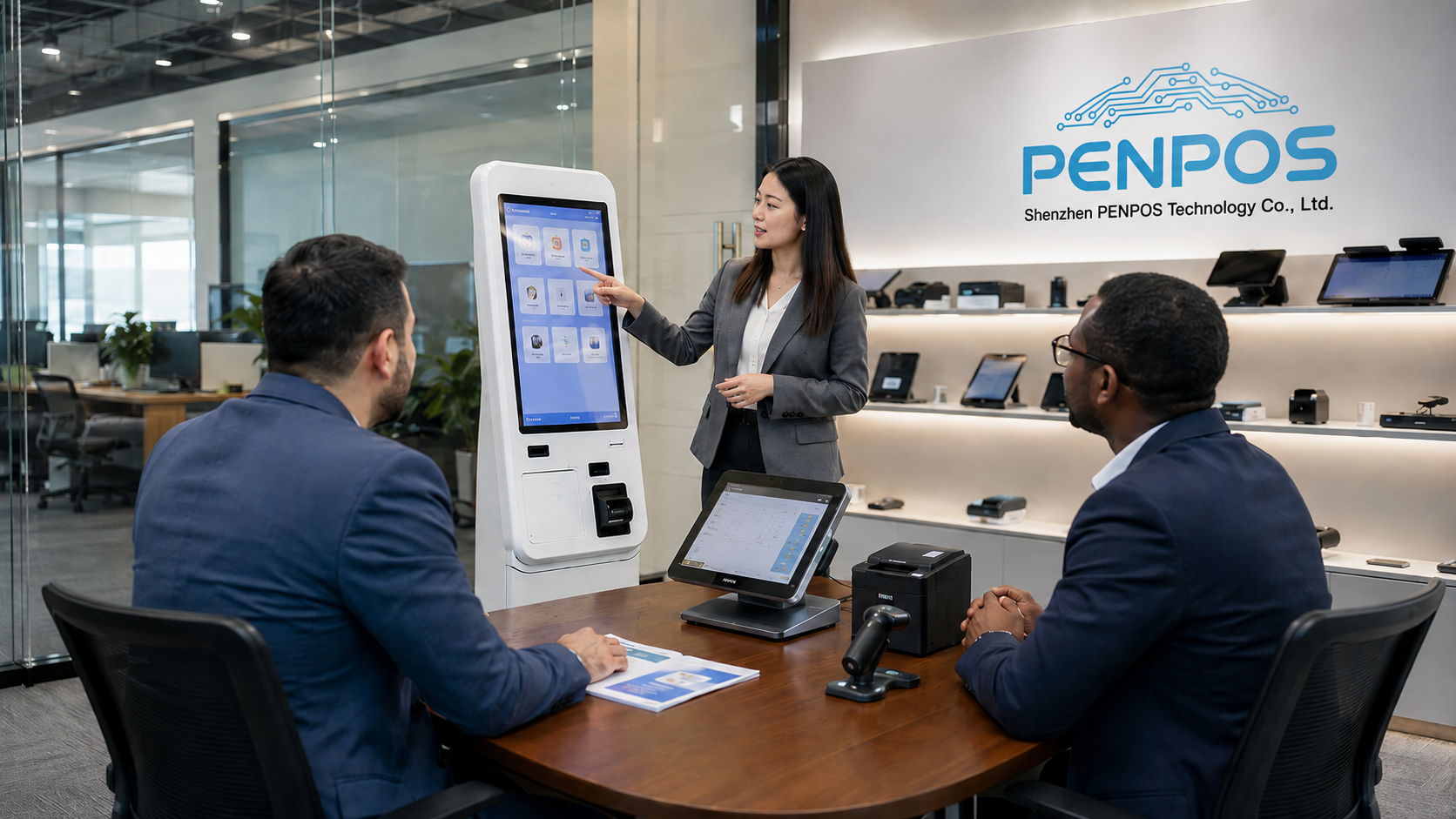 B2B demonstration of PENPOS self-service kiosk hardware