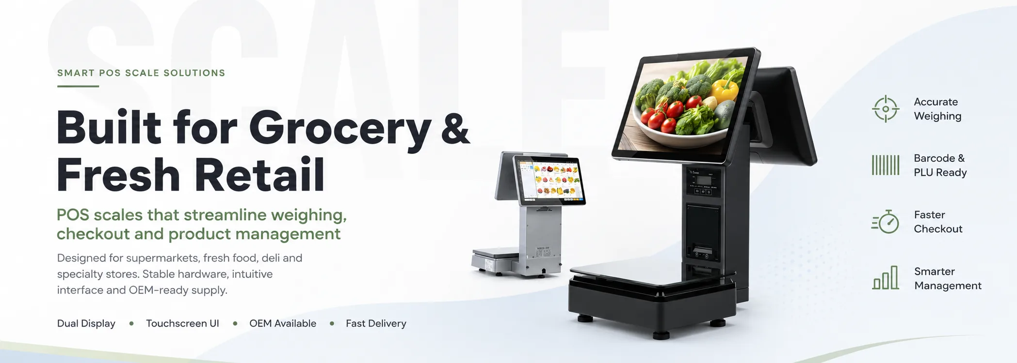 Smart POS scale solutions banner for grocery and fresh retail checkout