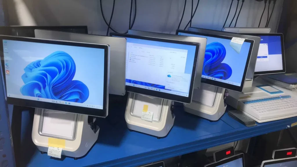 PENPOS terminals with integrated receipt printers during Windows hardware testing