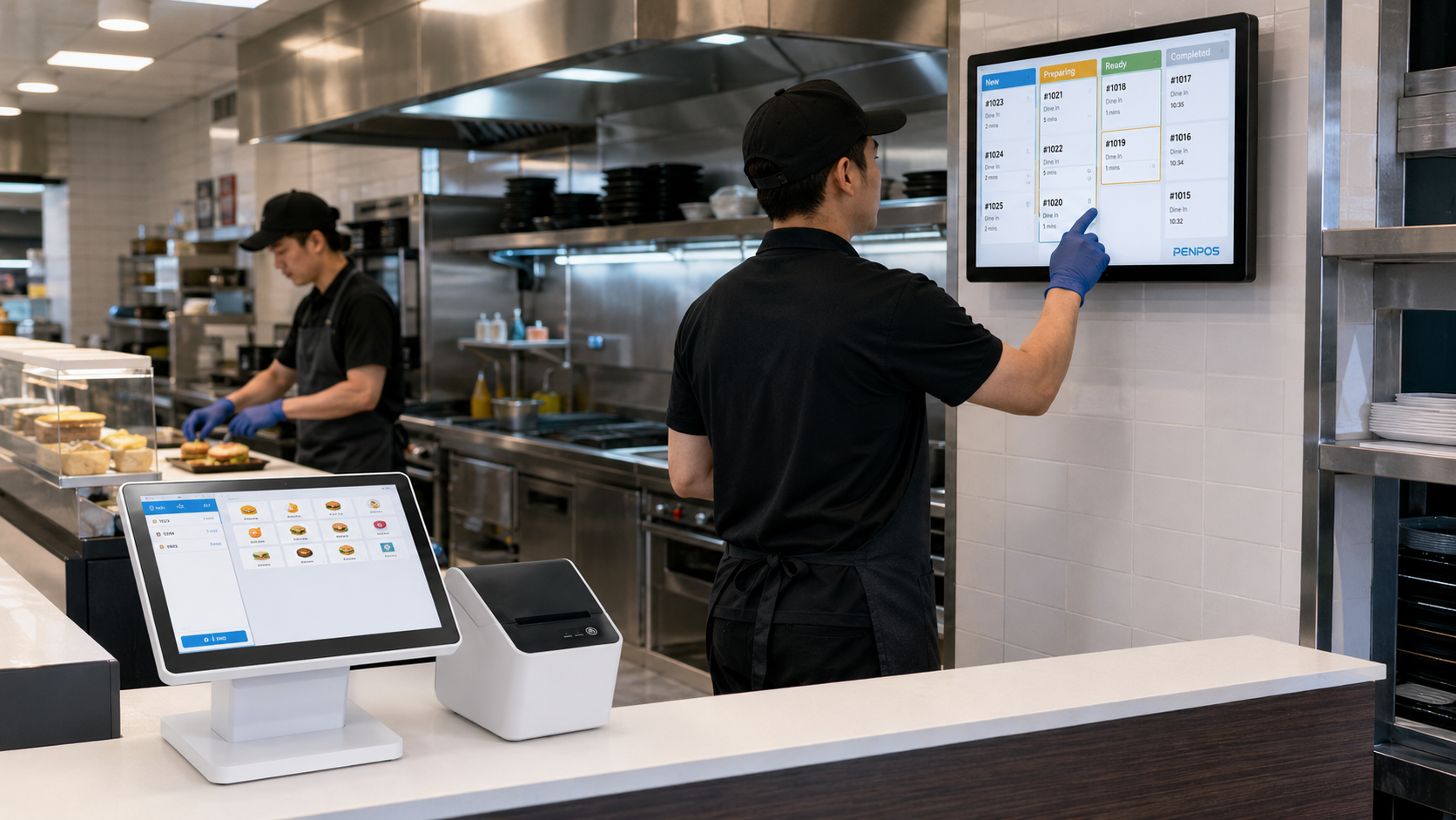 KDS screen used in quick-service restaurant kitchen workflow