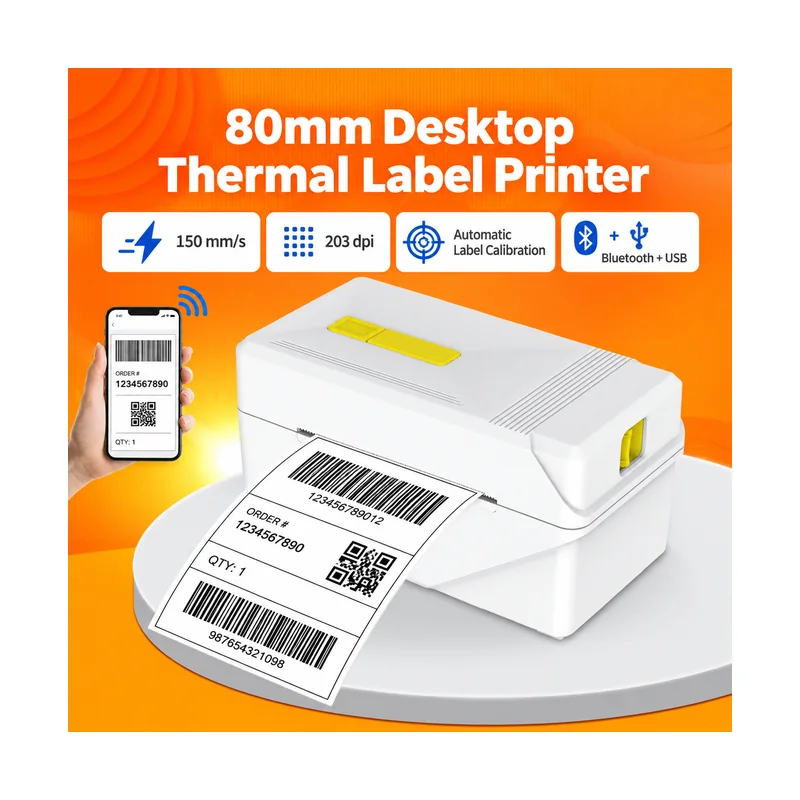 A318 label printer with 150mm per second speed 203dpi Bluetooth USB and label calibration