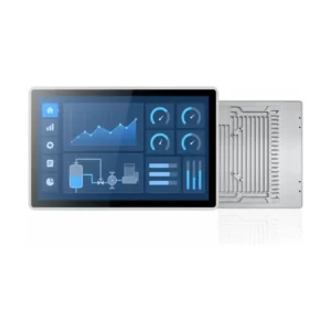 j1900 industrial panel pc fhd touchscreen with silver finned metal rear cover
