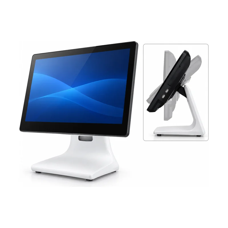 15.6 inch FHD capacitive touch POS terminal with adjustable screen and side USB ports